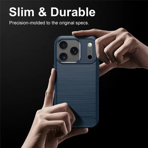 Apple iPhone 18 Pro Max Hoesje Geborsteld TPU Flexibele Back Cover Blauw afbeelding 10