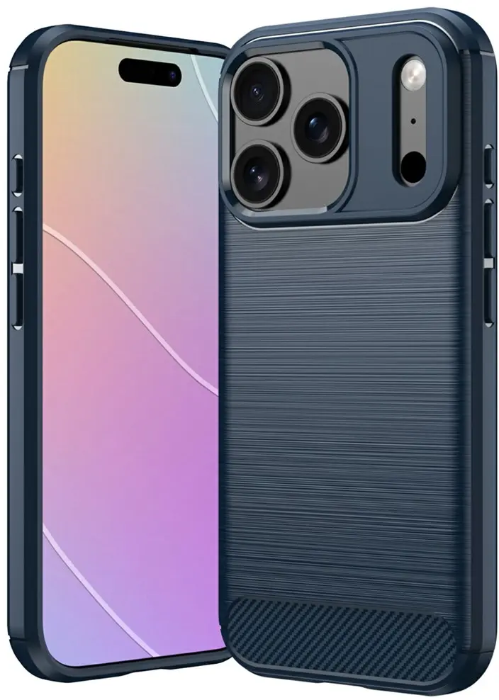 Apple iPhone 18 Pro Max Hoesje Geborsteld TPU Flexibele Back Cover Blauw afbeelding 1