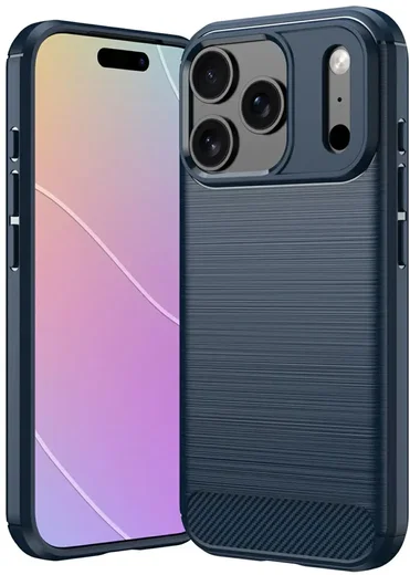 Apple iPhone 18 Pro Max Hoesje Geborsteld TPU Flexibele Back Cover Blauw afbeelding 1