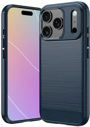 Apple iPhone 18 Pro Max Hoesje Geborsteld TPU Flexibele Back Cover Blauw afbeelding
