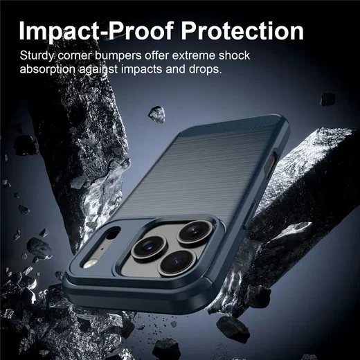 Apple iPhone 18 Pro Max Hoesje Geborsteld TPU Flexibele Back Cover Blauw afbeelding 6