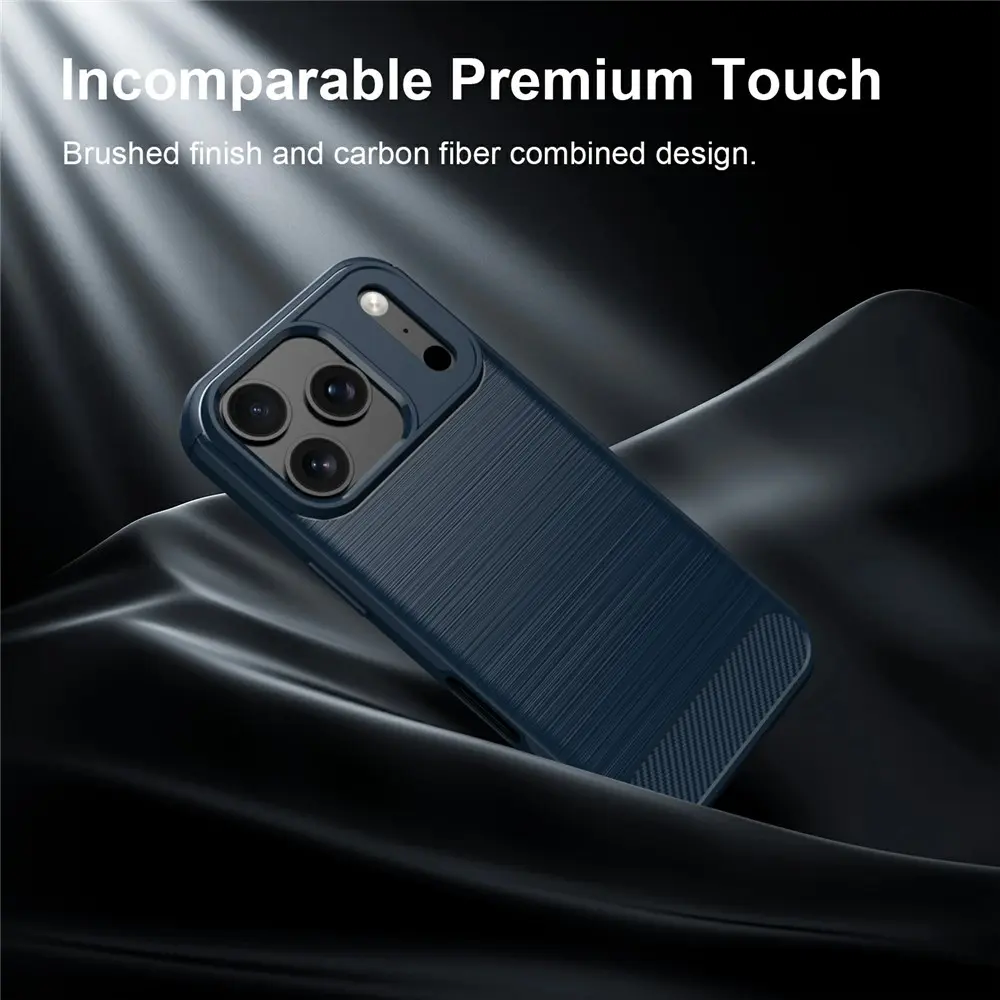 Apple iPhone 18 Pro Max Hoesje Geborsteld TPU Flexibele Back Cover Blauw afbeelding 11