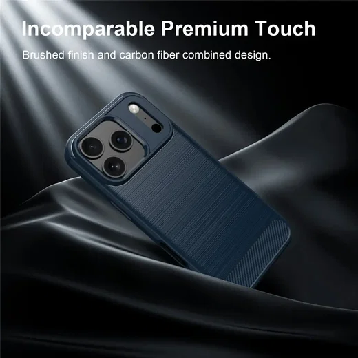 Apple iPhone 18 Pro Max Hoesje Geborsteld TPU Flexibele Back Cover Blauw afbeelding 11