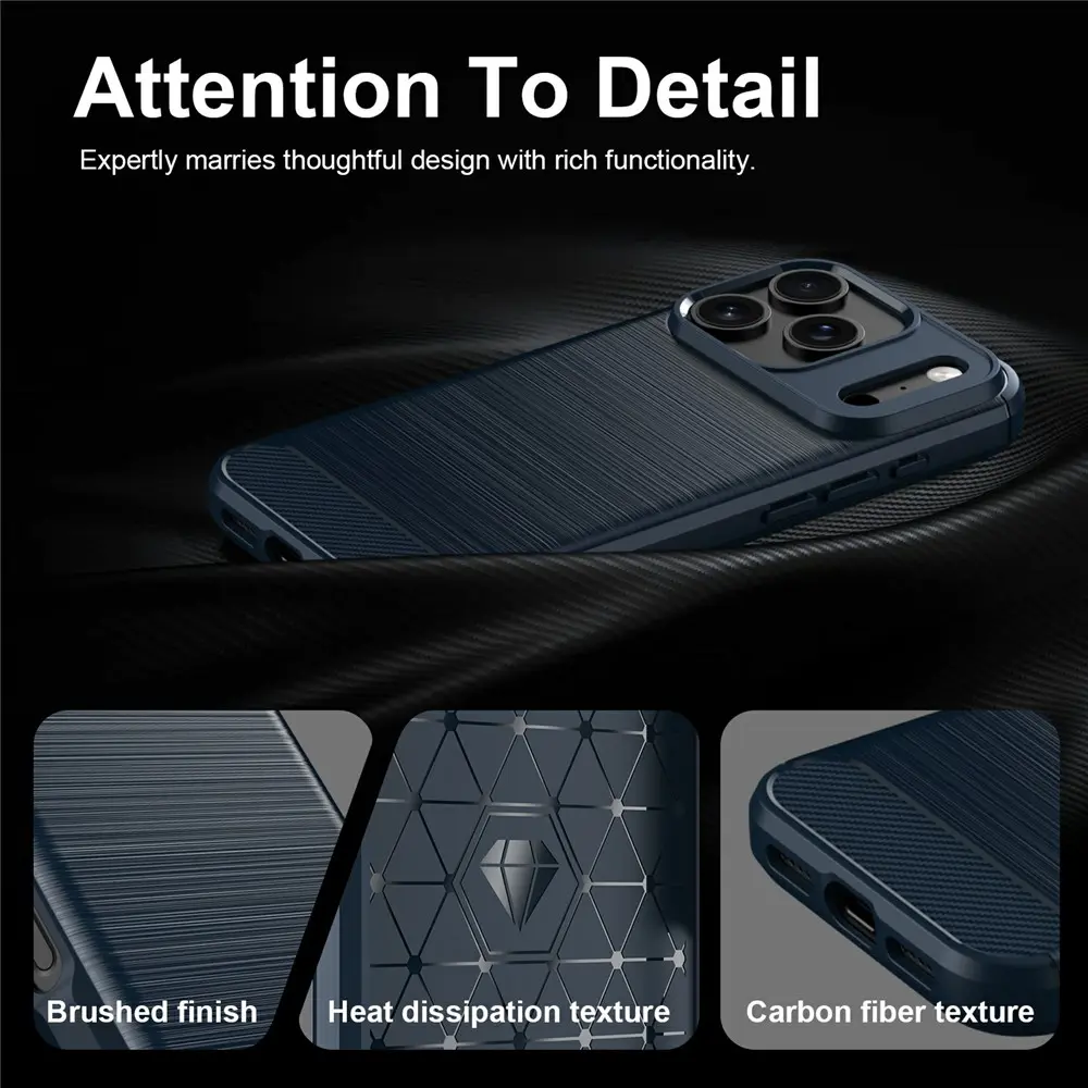 Apple iPhone 18 Pro Max Hoesje Geborsteld TPU Flexibele Back Cover Blauw afbeelding 9