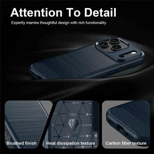 Apple iPhone 18 Pro Max Hoesje Geborsteld TPU Flexibele Back Cover Blauw afbeelding 9