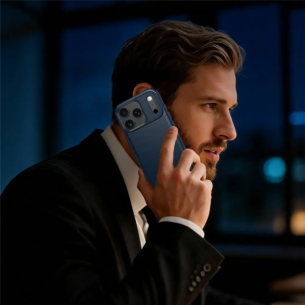 Apple iPhone 18 Pro Max Hoesje Geborsteld TPU Flexibele Back Cover Blauw afbeelding 12