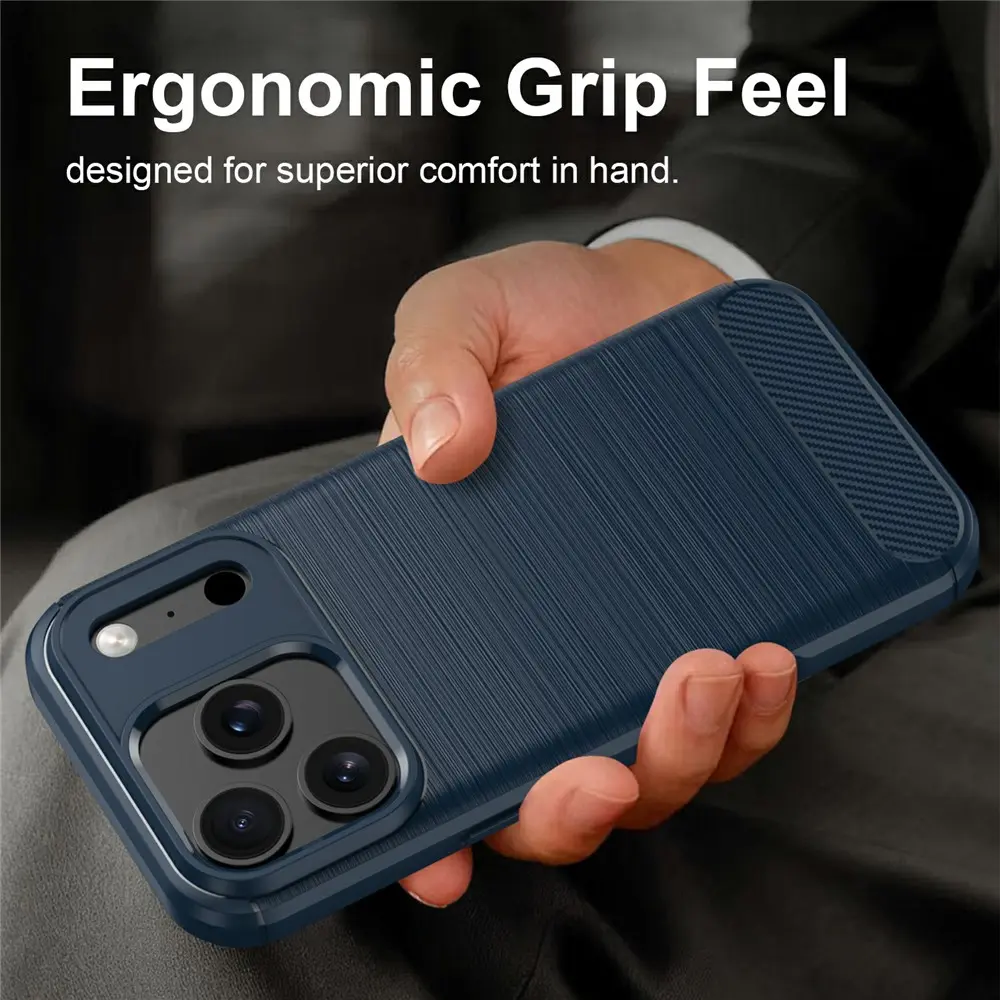 Apple iPhone 18 Pro Max Hoesje Geborsteld TPU Flexibele Back Cover Blauw afbeelding 2
