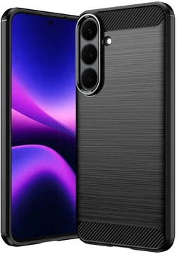 Samsung Galaxy S26 FE Hoesje Geborsteld TPU Flexibele Back Cover Zwart