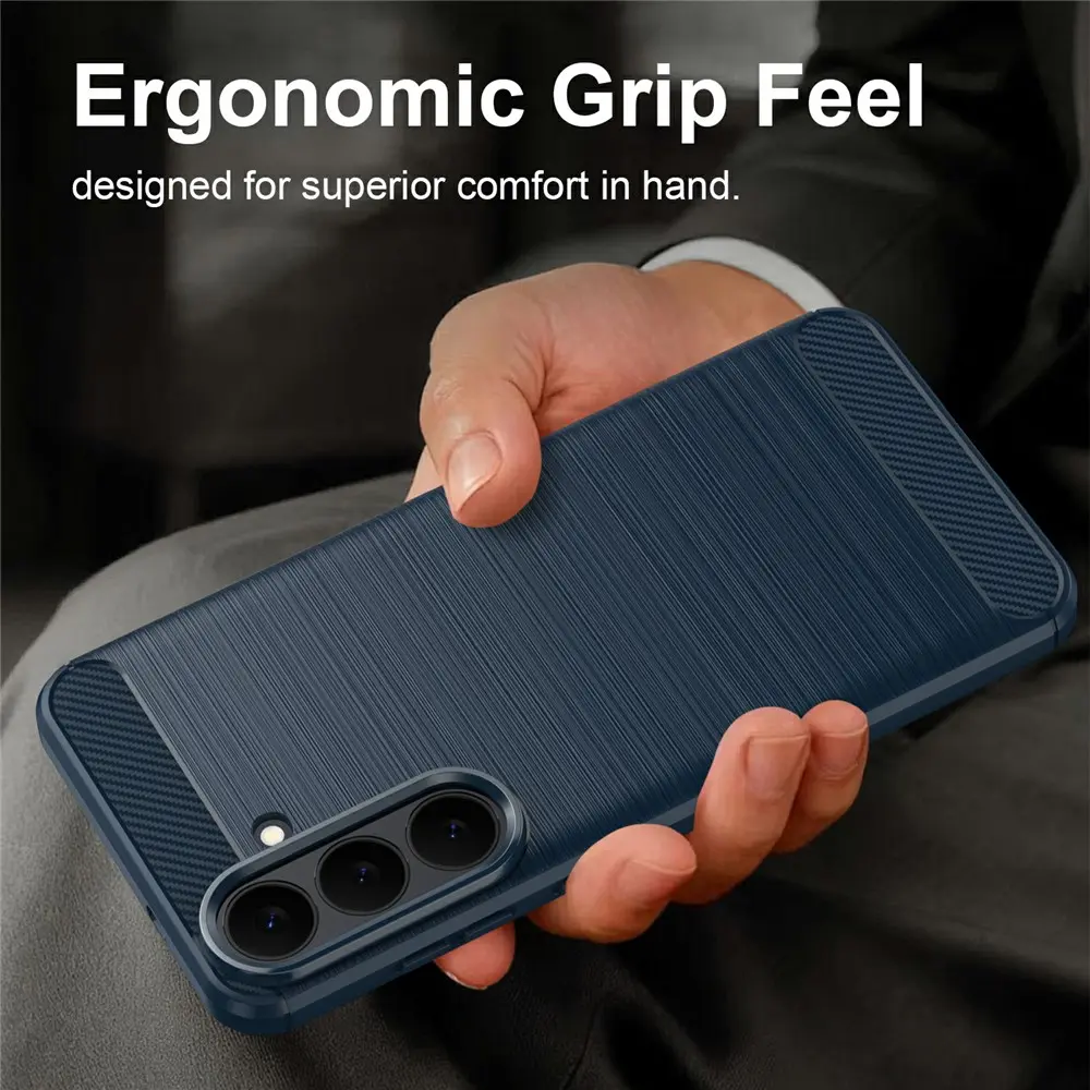 Samsung Galaxy S26 FE Hoesje Geborsteld TPU Flexibele Back Cover Blauw afbeelding 2