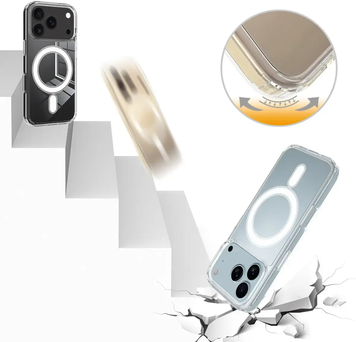 Apple iPhone 18 Pro Hoesje Hard Back Cover met MagSafe Transparant afbeelding 3