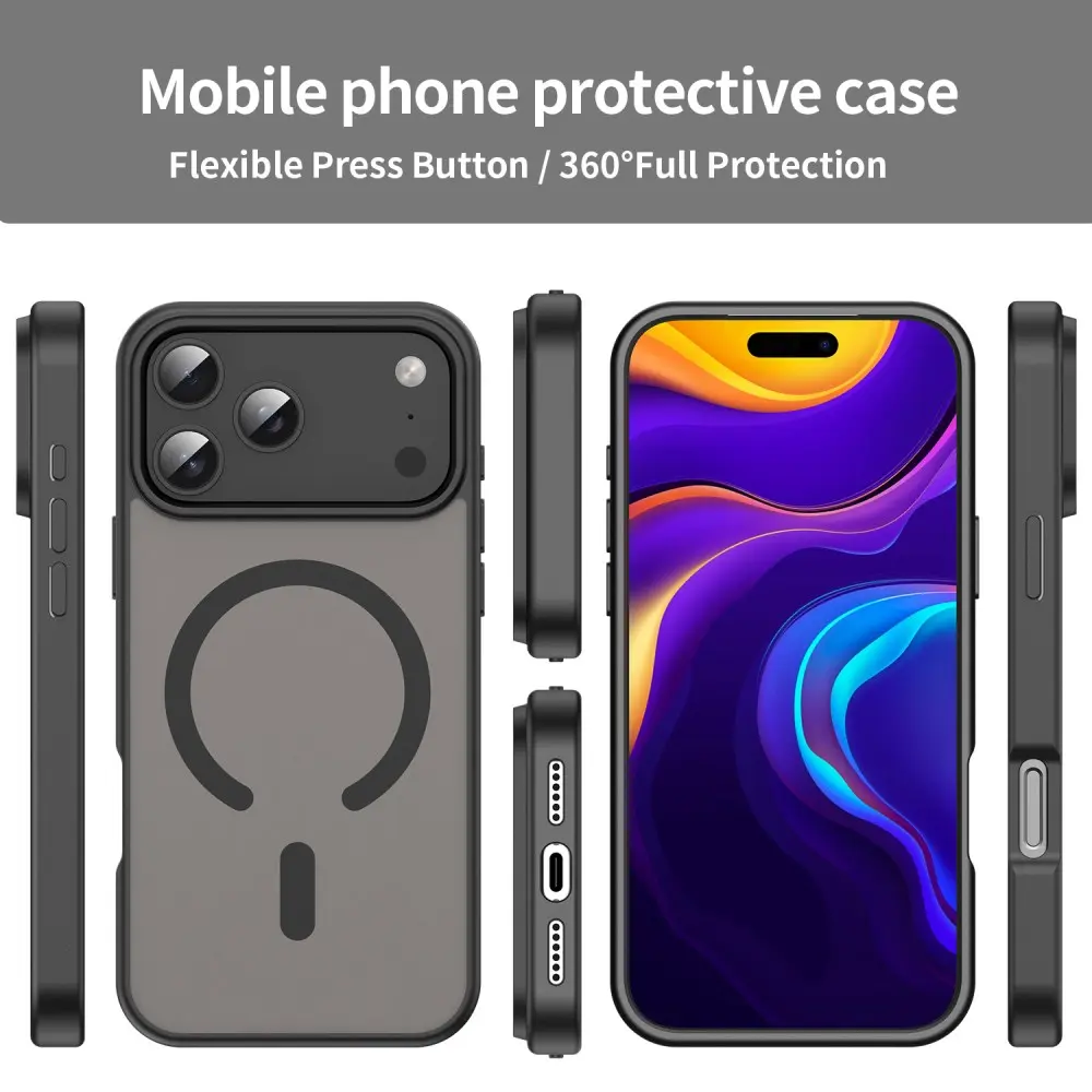 Apple iPhone 18 Pro Hybrid Hoesje met MagSafe Back Cover Matte Zwart afbeelding 8