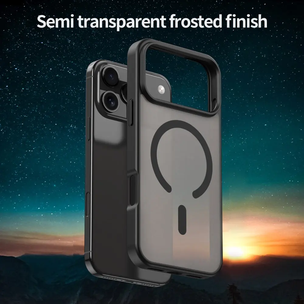 Apple iPhone 18 Pro Hybrid Hoesje met MagSafe Back Cover Matte Zwart afbeelding 3