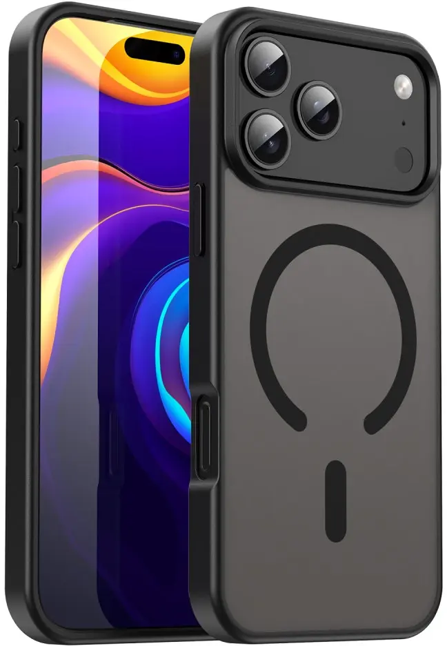 Apple iPhone 18 Pro Hybrid Hoesje met MagSafe Back Cover Matte Zwart afbeelding 1