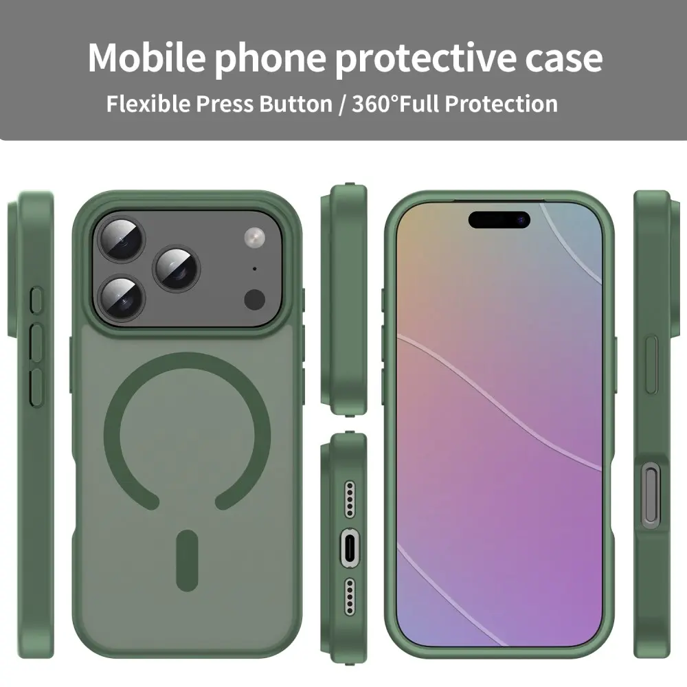 Apple iPhone 18 Pro Hybrid Hoesje met MagSafe Back Cover Matte Groen afbeelding 10