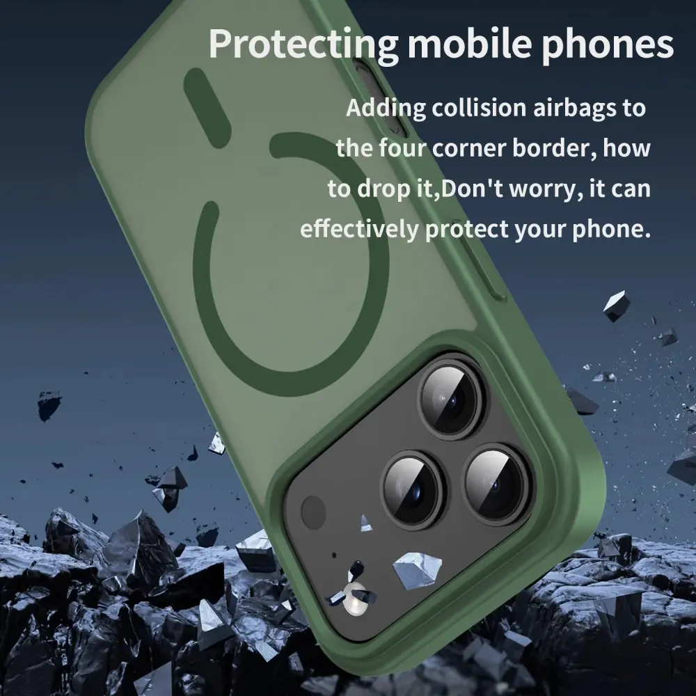 Apple iPhone 18 Pro Hybrid Hoesje met MagSafe Back Cover Matte Groen afbeelding 2