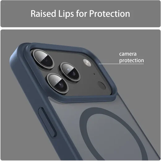 Apple iPhone 18 Pro Hybrid Hoesje met MagSafe Back Cover Matte Blauw afbeelding 7