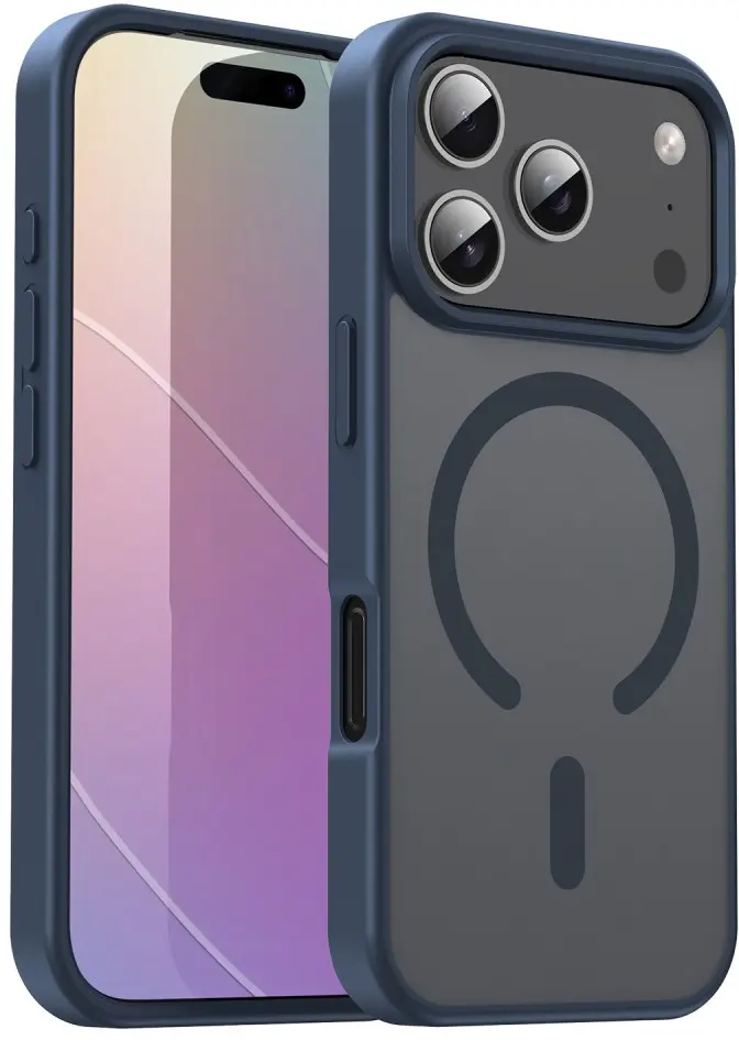 Apple iPhone 18 Pro Hybrid Hoesje met MagSafe Back Cover Matte Blauw afbeelding 1