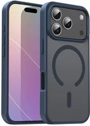 Apple iPhone 18 Pro Hybrid Hoesje met MagSafe Back Cover Matte Blauw afbeelding