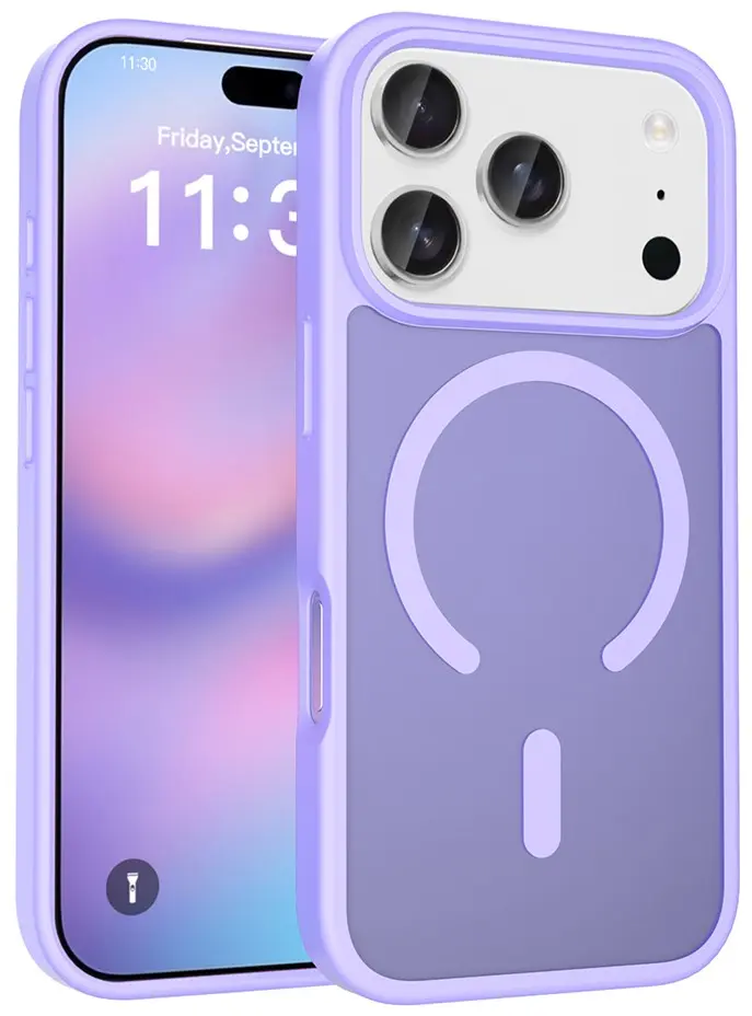 Apple iPhone 18 Pro Hybrid Hoesje met MagSafe Back Cover Matte Paars afbeelding 1