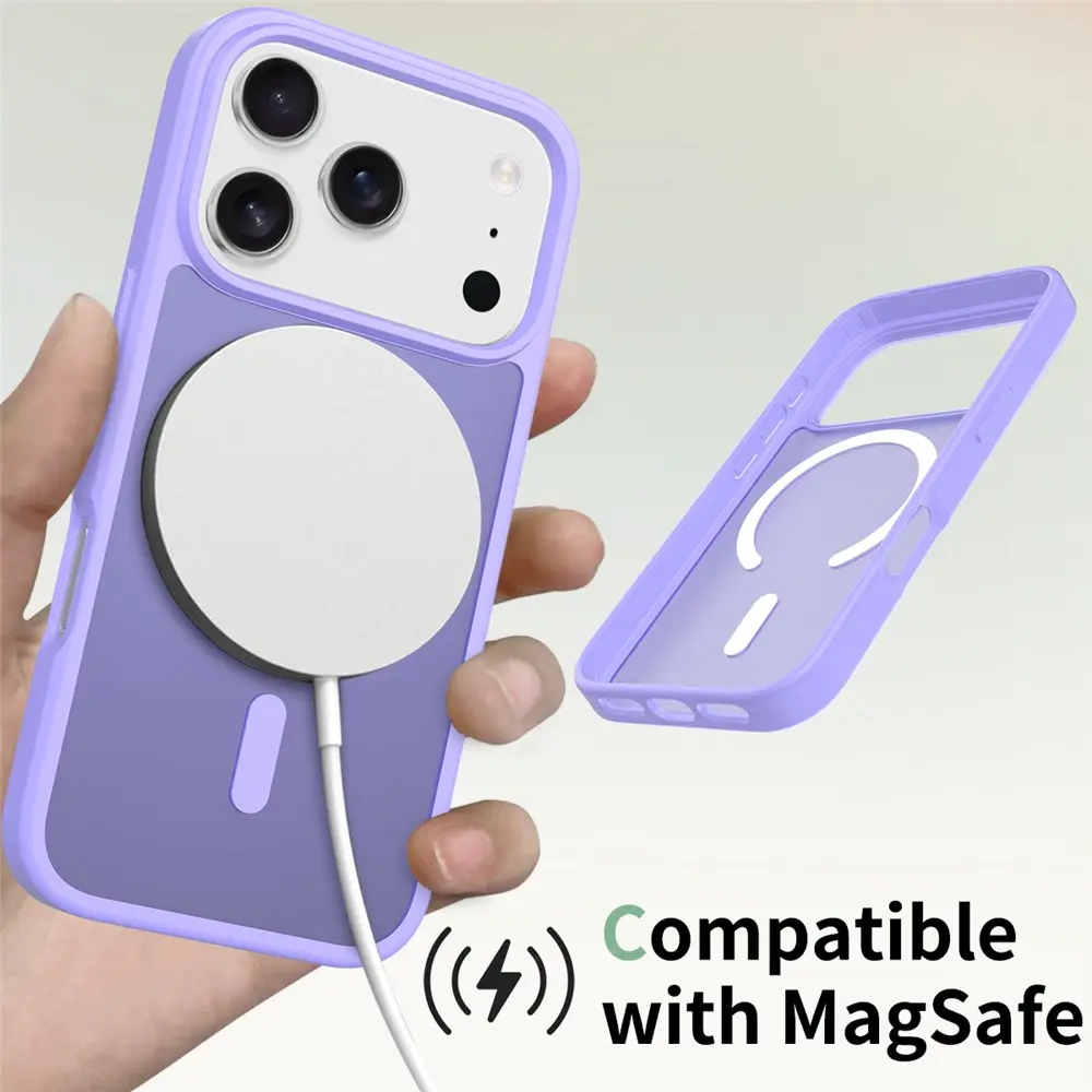 Apple iPhone 18 Pro Hybrid Hoesje met MagSafe Back Cover Matte Paars afbeelding 4