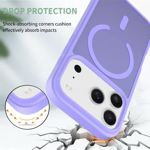 Apple iPhone 18 Pro Hybrid Hoesje met MagSafe Back Cover Matte Paars afbeelding 2