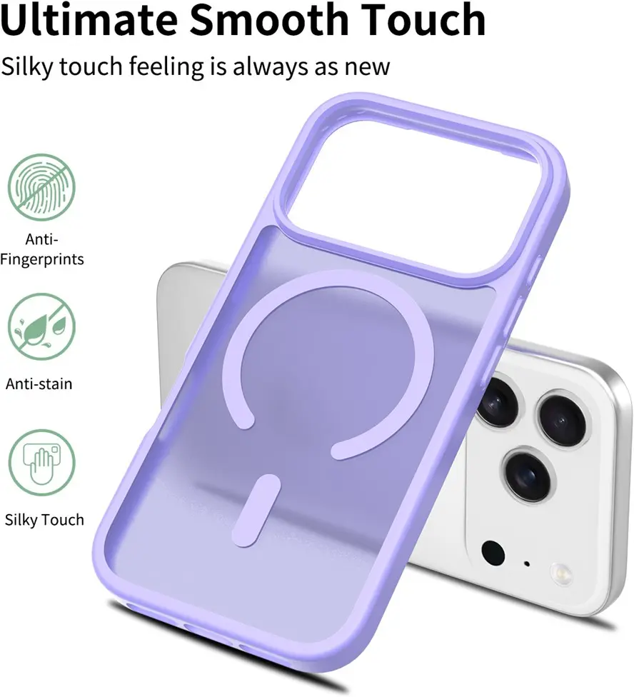 Apple iPhone 18 Pro Hybrid Hoesje met MagSafe Back Cover Matte Paars afbeelding 7