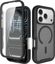 Apple iPhone 18 Pro Hoesje Full Protect 360° Cover met MagSafe Matte Zwart afbeelding