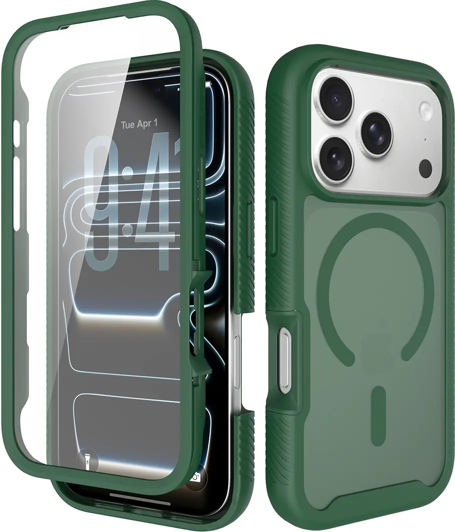Apple iPhone 18 Pro Hoesje Full Protect 360° Cover met MagSafe Matte Groen afbeelding 1