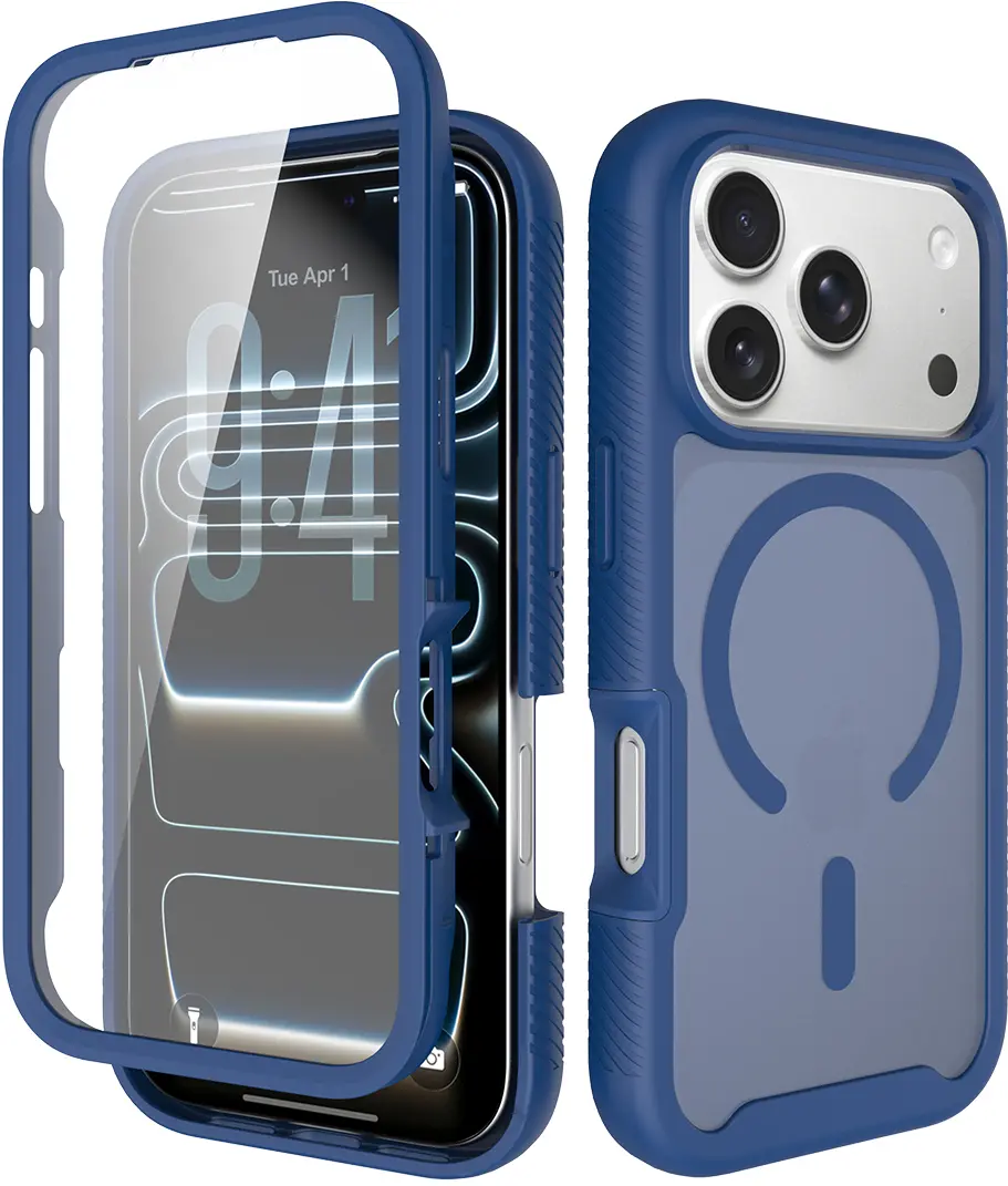 Apple iPhone 18 Pro Hoesje Full Protect 360° Cover met MagSafe Matte Blauw afbeelding 1