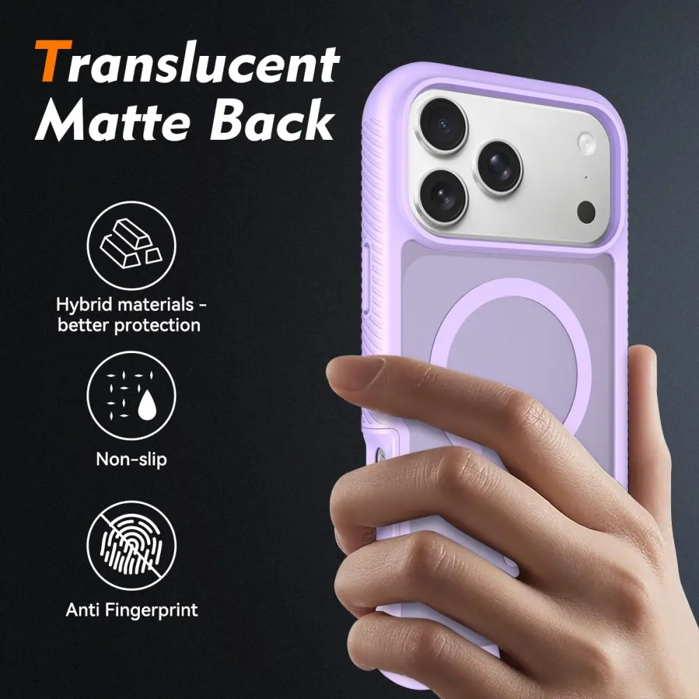 Apple iPhone 18 Pro Max Hoesje Full Protect 360° Cover met MagSafe Matte Paars afbeelding 3