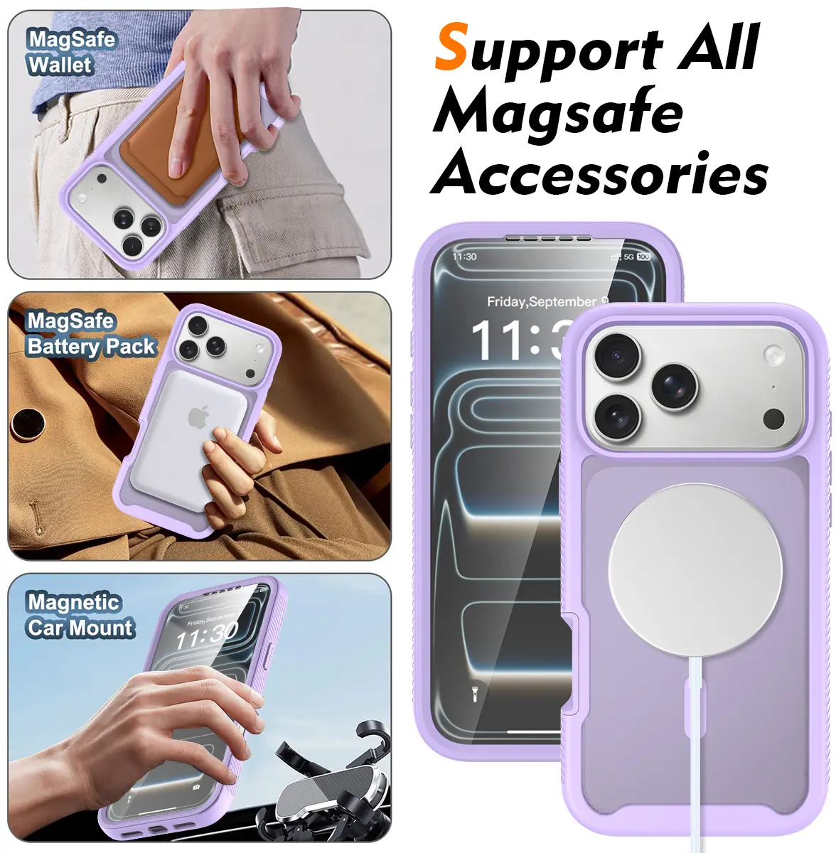 iPhone 18 Pro Max Hoesje Full Protect 360° Cover met MagSafe Matte Paars afbeelding 8