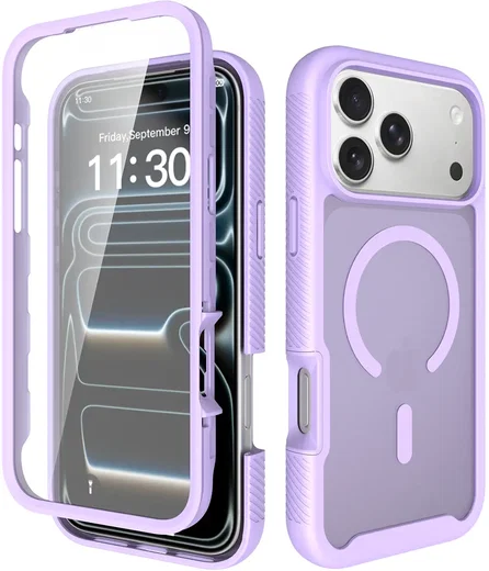 iPhone 18 Pro Max Hoesje Full Protect 360° Cover met MagSafe Matte Paars afbeelding 1