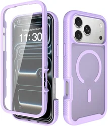 iPhone 18 Pro Max Hoesje Full Protect 360° Cover met MagSafe Matte Paars afbeelding