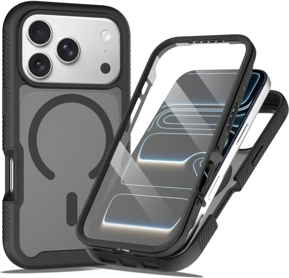 Apple iPhone 18 Pro Max Hoesje Full Protect 360° Cover met MagSafe Matte Zwart afbeelding 1