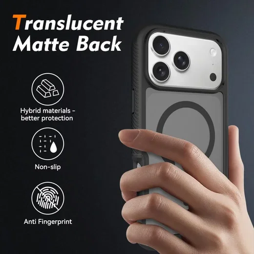 Apple iPhone 18 Pro Max Hoesje Full Protect 360° Cover met MagSafe Matte Zwart afbeelding 3