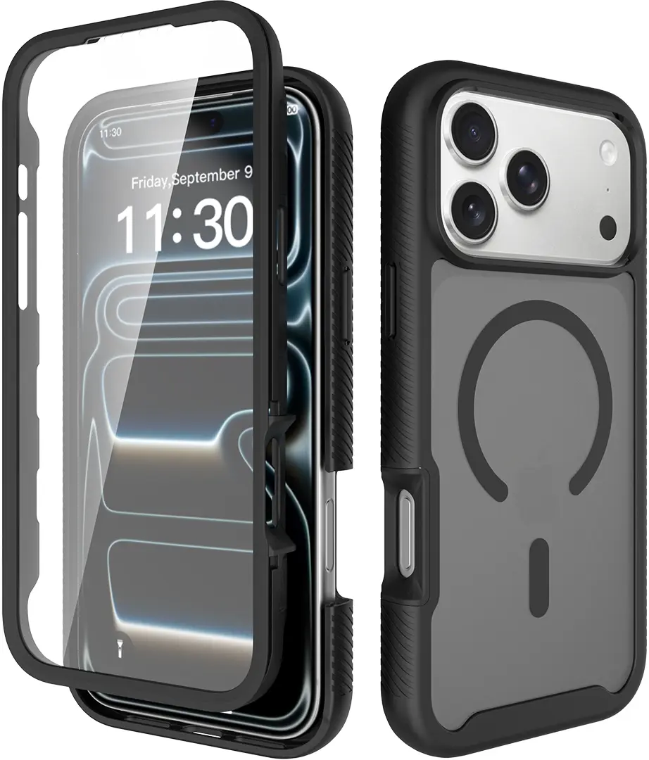 iPhone 18 Pro Max Hoesje Full Protect 360° Cover met MagSafe Matte Zwart afbeelding 1