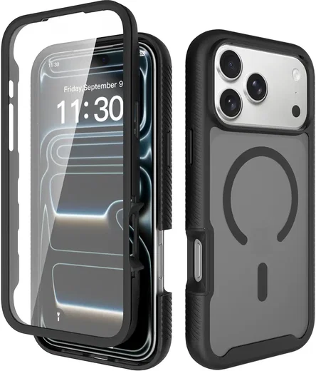 iPhone 18 Pro Max Hoesje Full Protect 360° Cover met MagSafe Matte Zwart afbeelding 1