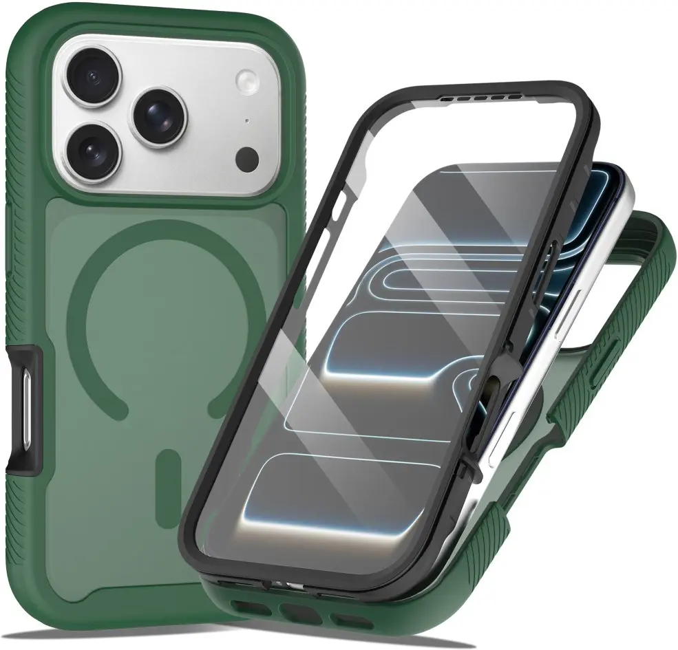 Apple iPhone 18 Pro Max Hoesje Full Protect 360° Cover met MagSafe Matte Groen afbeelding 1
