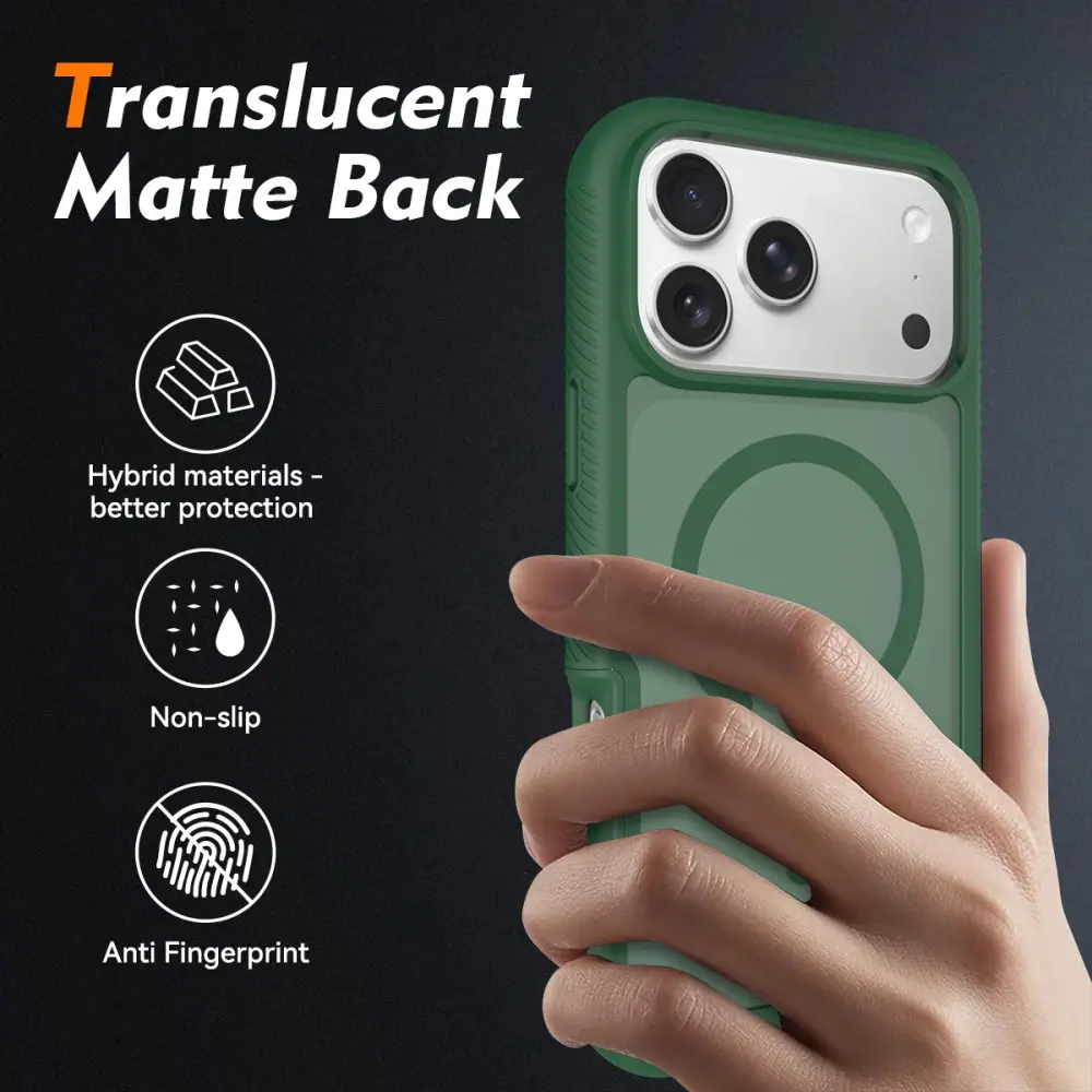 Apple iPhone 18 Pro Max Hoesje Full Protect 360° Cover met MagSafe Matte Groen afbeelding 2