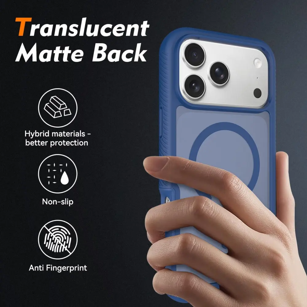 Apple iPhone 18 Pro Max Hoesje Full Protect 360° Cover met MagSafe Matte Blauw afbeelding 3