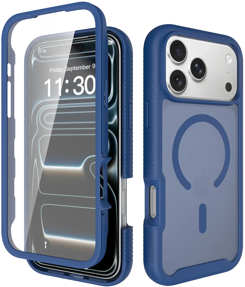 iPhone 18 Pro Max Hoesje Full Protect 360° Cover met MagSafe Matte Blauw afbeelding 1
