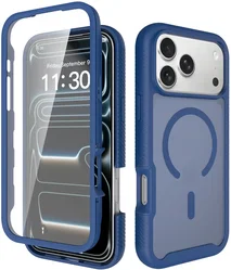 iPhone 18 Pro Max Hoesje Full Protect 360° Cover met MagSafe Matte Blauw afbeelding