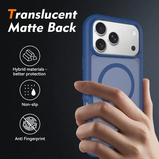 iPhone 18 Pro Max Hoesje Full Protect 360° Cover met MagSafe Matte Blauw afbeelding 4