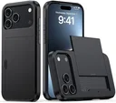 Apple iPhone 18 Pro Hoesje met Slider Kaarthouder Back Cover Zwart