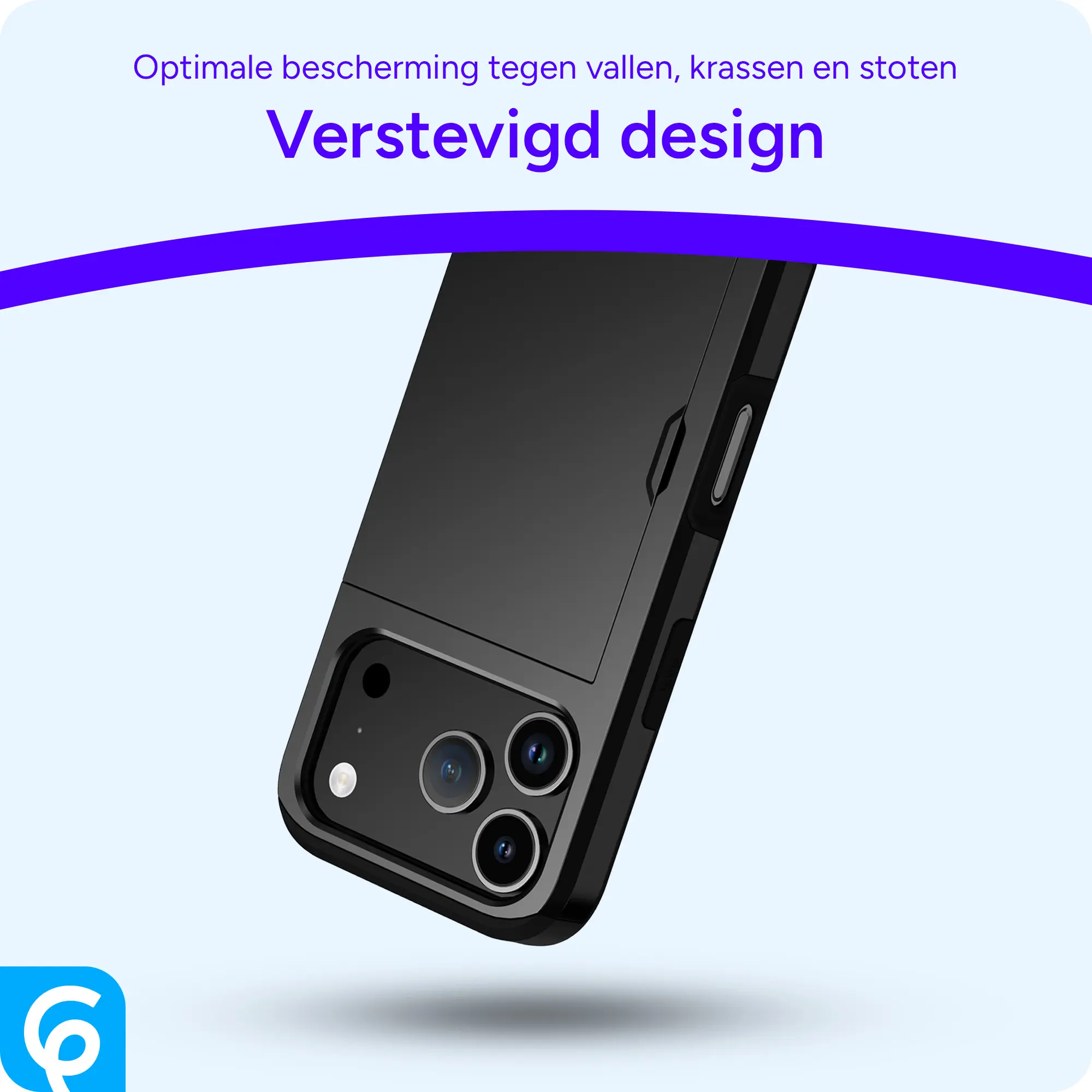 Apple iPhone 18 Pro Hoesje met Slider Kaarthouder Back Cover Zwart afbeelding 2