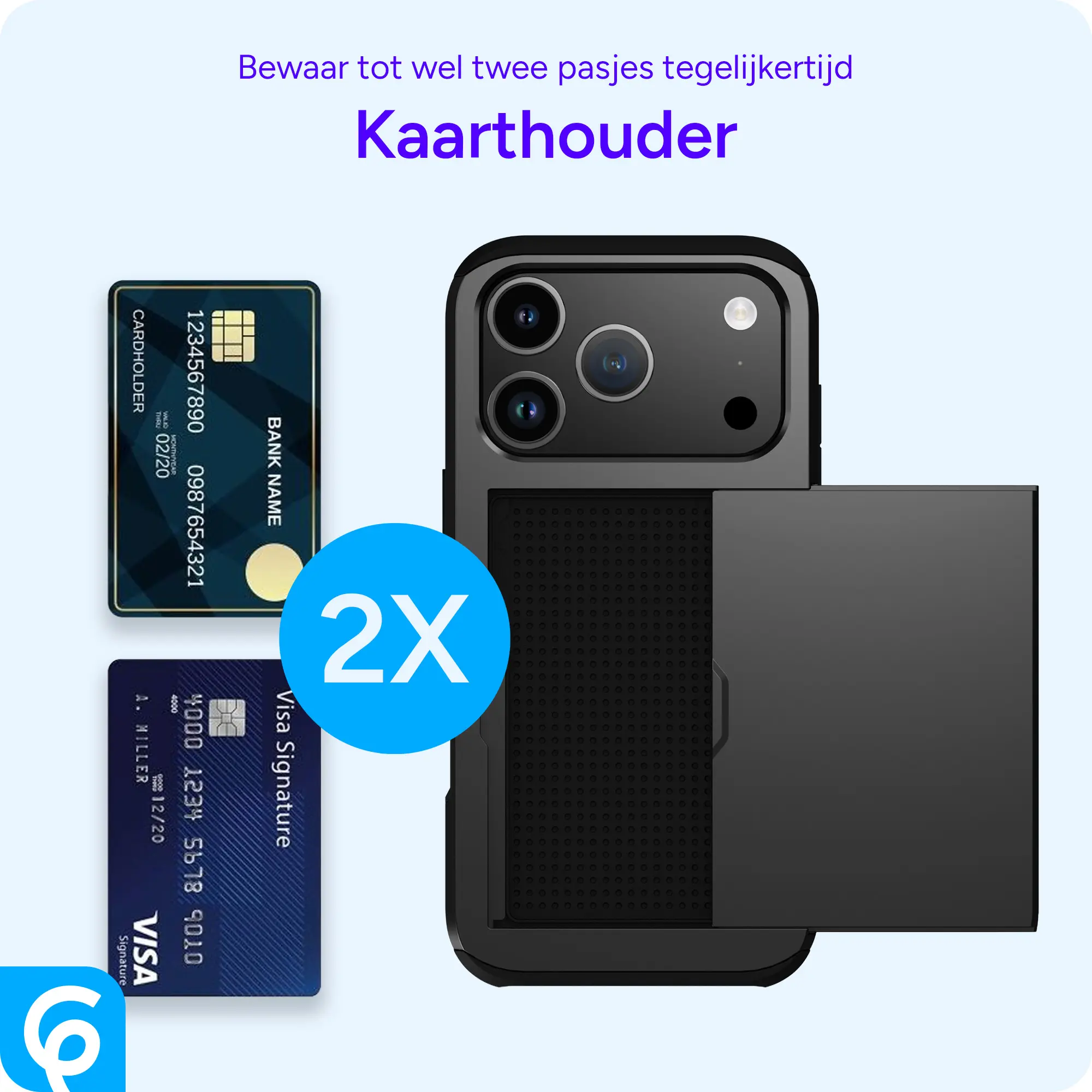 Apple iPhone 18 Pro Hoesje met Slider Kaarthouder Back Cover Zwart afbeelding 9