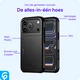 Apple iPhone 18 Pro Hoesje met Slider Kaarthouder Back Cover Zwart afbeelding 4