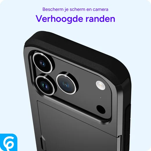 Apple iPhone 18 Pro Hoesje met Slider Kaarthouder Back Cover Zwart afbeelding 6