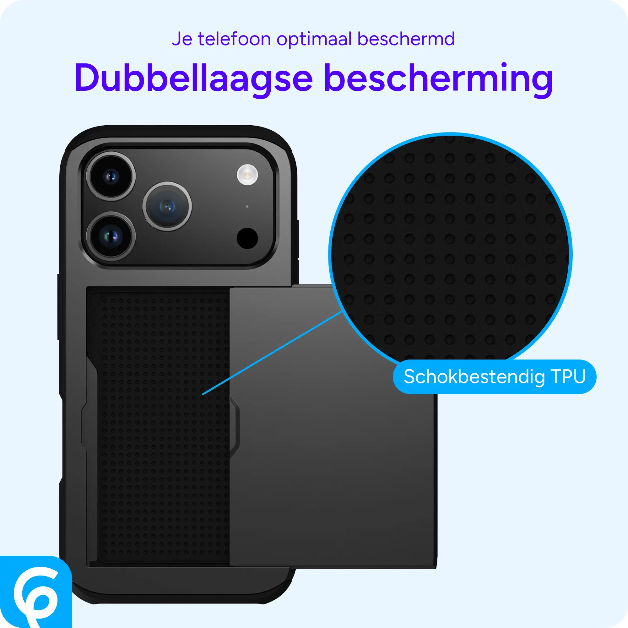 Apple iPhone 18 Pro Hoesje met Slider Kaarthouder Back Cover Zwart afbeelding 10