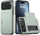 Apple iPhone 18 Pro Hoesje met Slider Kaarthouder Back Cover Groen